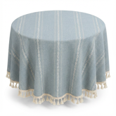 Obrus Ronde | Okrągły Obrus Bawełniany | Dekoracyjna Tkanina z Frędzlami