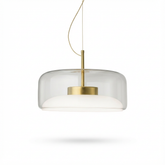 Lampa Luno | Lampa wisząca do jadalni | Szklany klosz i złoty detal