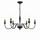 Żyrandol Noira | Klasyczna Lampa Wisząca | Czarny Metal z 7 Ramionami