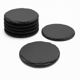 Zestaw Kamiennych Podkładek Lunaro 10 szt. | Okrągłe Podkładki z Łupka | Antypoślizgowe i Odporne na Ciepło