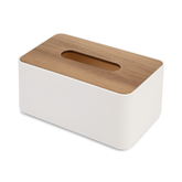 Pojemnik na chusteczki z pokrywką z bambusa | Akcesorium łazienkowe Japandi | Nowoczesny, dwukolorowy design