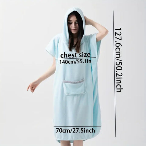 Szlafrok SoftNest | Domowy Ponczo Kąpielowe | Mikrofibra Z Kieszenią
