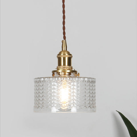 Vetro Zeno | Lampa wisząca szklana | Żłobiony klosz retro