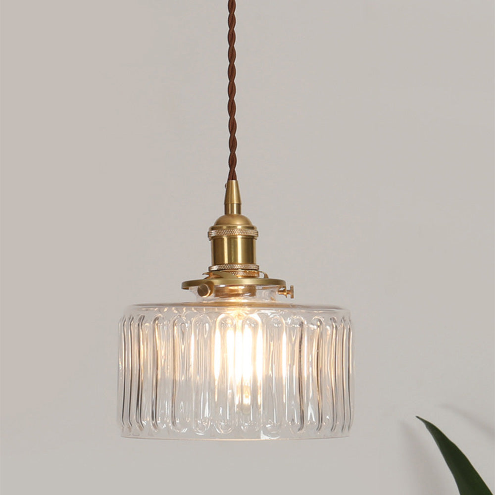 Vetro Zeno | Lampa wisząca szklana | Żłobiony klosz retro