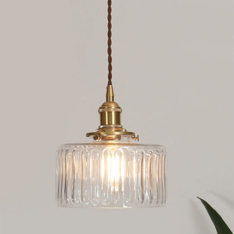 Vetro Zeno | Lampa wisząca szklana | Żłobiony klosz retro