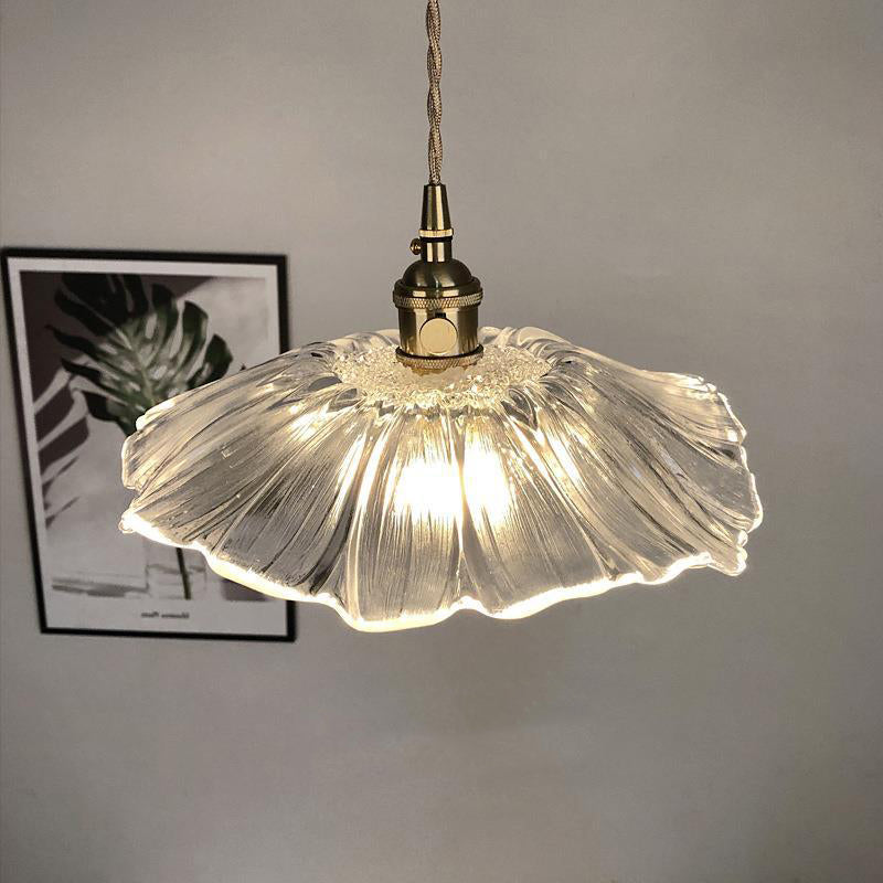 Flora Verde | Lampa wisząca szklana | Klosz w kształcie liścia