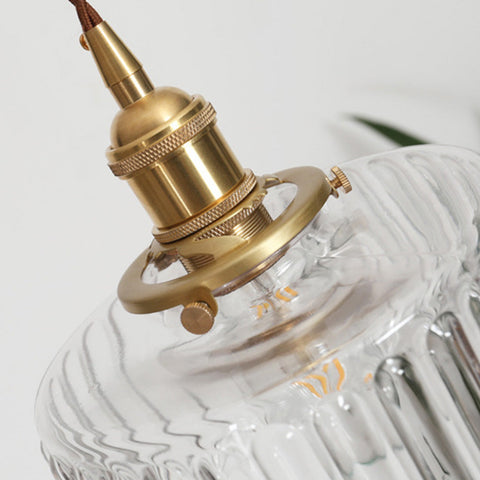 Vetro Zeno | Lampa wisząca szklana | Żłobiony klosz retro