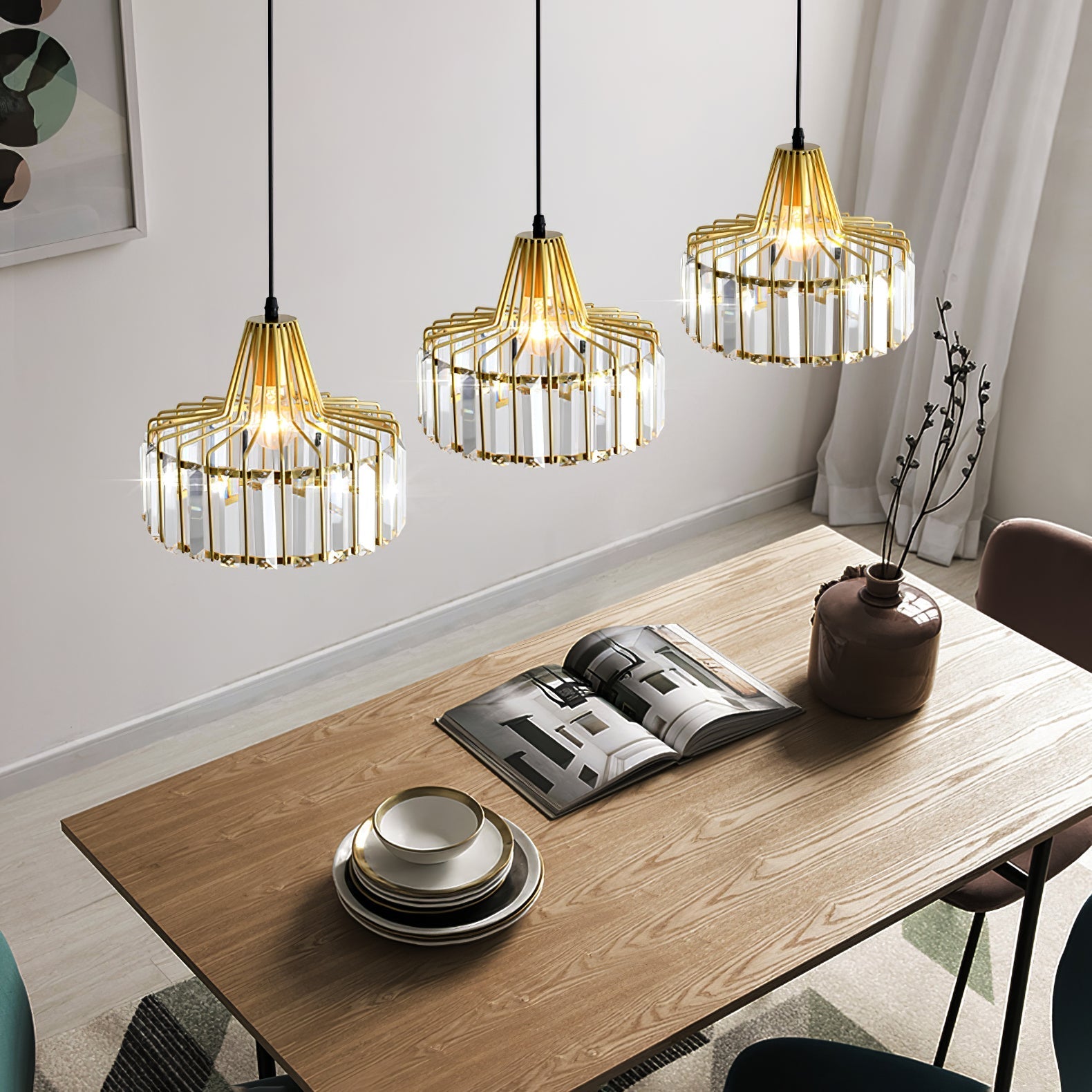 Kara Noir | Lampa wisząca dekoracyjna | Kryształowy akcent i metalowa rama