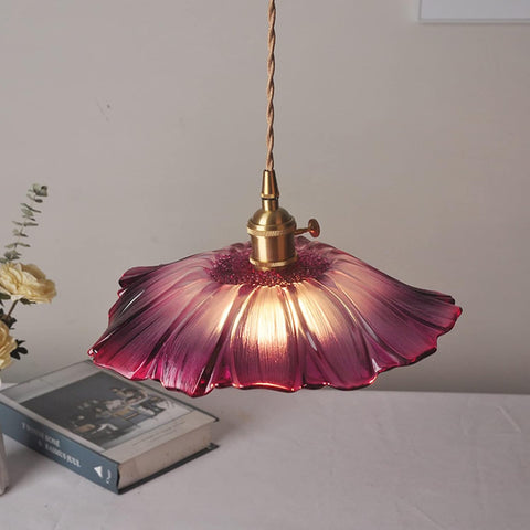 Flora Verde | Lampa wisząca szklana | Klosz w kształcie liścia
