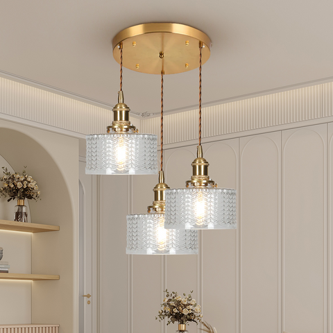 Vetro Zeno | Lampa wisząca szklana | Żłobiony klosz retro