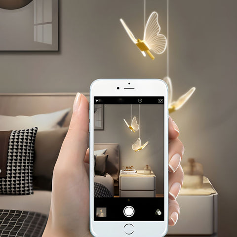 Lampa wisząca Luno | Dekoracyjne oświetlenie sufitowe | Motyl z akrylu i metalu