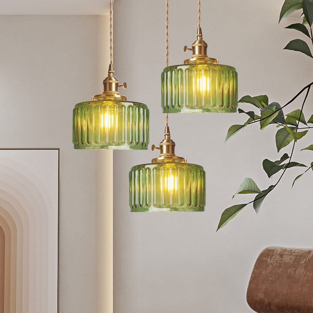 Vetro Zeno | Lampa wisząca szklana | Żłobiony klosz retro