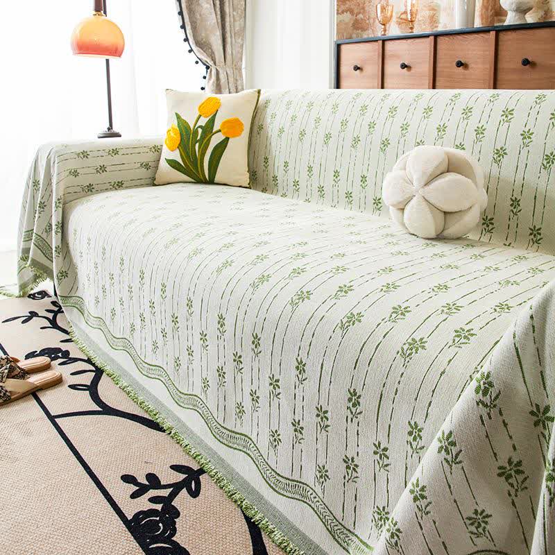 Narzuta Floranika | Koc na Sofę Chenille | Styl Prowansalski z Frędzlami