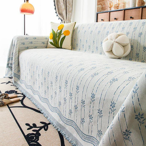 Narzuta Floranika | Koc na Sofę Chenille | Styl Prowansalski z Frędzlami