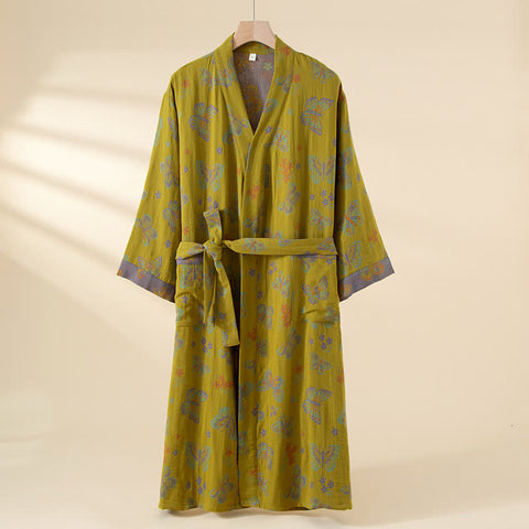 Szlafrok Himari | Bawełniany Kimono z Motylem | Lekka Tkanina Muślinowa