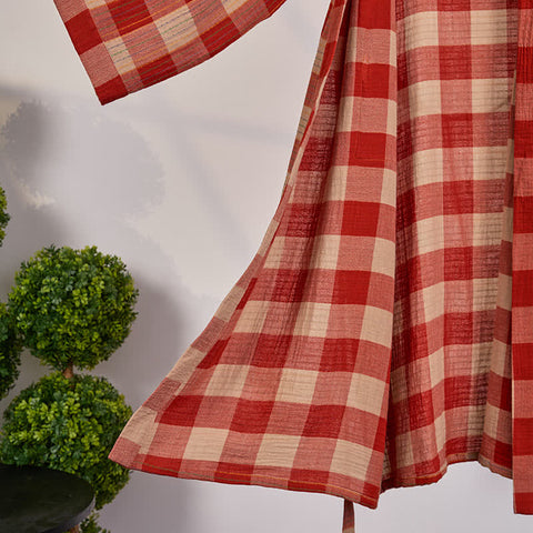Szlafrok dwustronny w kratkę | Kimono bawełniane | Organiczna gaza dwuwarstwowa