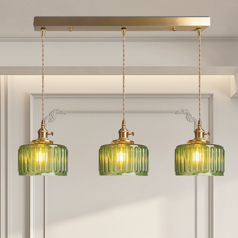 Vetro Zeno | Lampa wisząca szklana | Żłobiony klosz retro