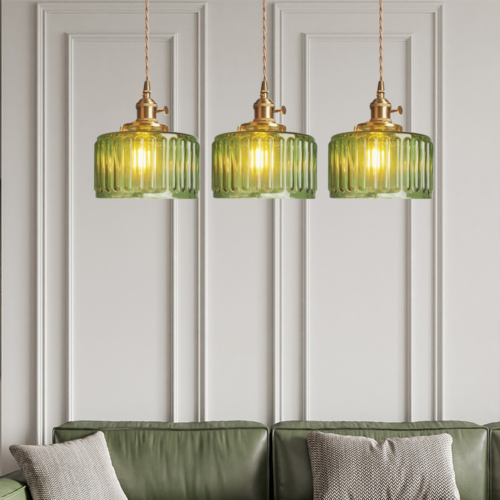 Vetro Zeno | Lampa wisząca szklana | Żłobiony klosz retro