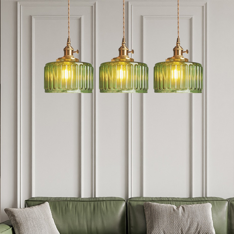 Vetro Zeno | Lampa wisząca szklana | Żłobiony klosz retro