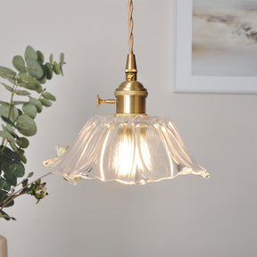 Flora Verde | Lampa wisząca szklana | Klosz w kształcie liścia
