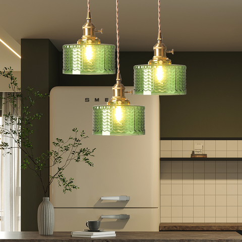 Vetro Zeno | Lampa wisząca szklana | Żłobiony klosz retro