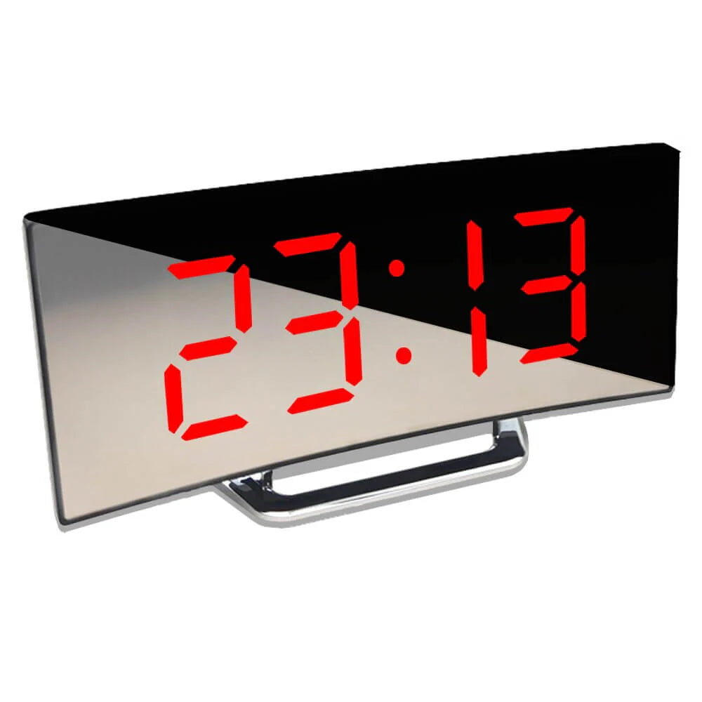 Zegar CurveTime LED | Zegar Cyfrowy z Lustrzaną Powierzchnią | Zakrzywiony Design