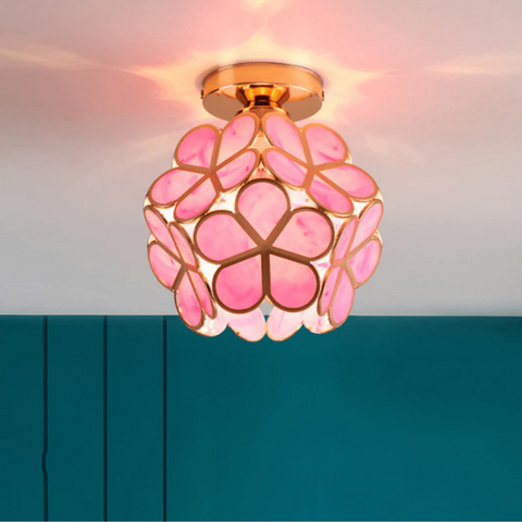 Floresa | Lampa Sufitowa Dekoracyjna | Szklany Klosz z Motywem Kwiatowym
