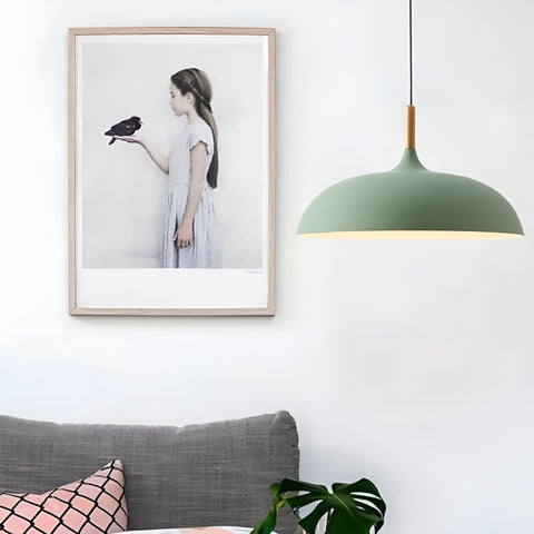 Lampa Wisząca Luno | Skandynawska Lampa Sufitowa | Żelazo i Drewno