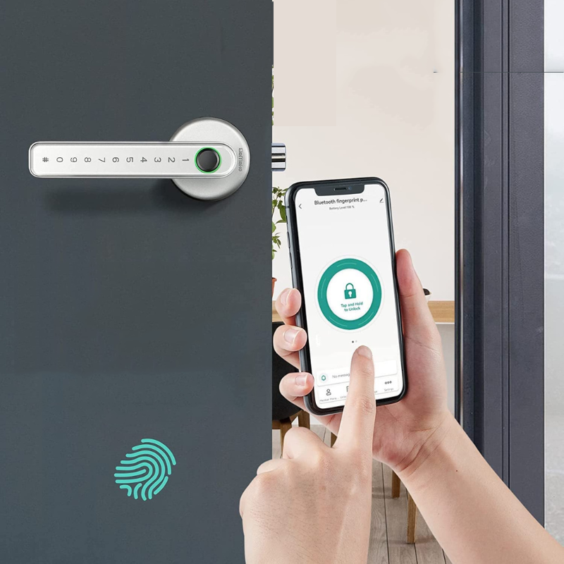 SmartSecure Klamka Biometryczna | Inteligentny Zamek do Drzwi | 4-w-1 Technologia Ochrony
