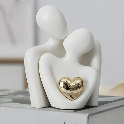 Amora Duo | Rzeźba Dekoracyjna | Figurka Minimalistyczna z Motywem Serca