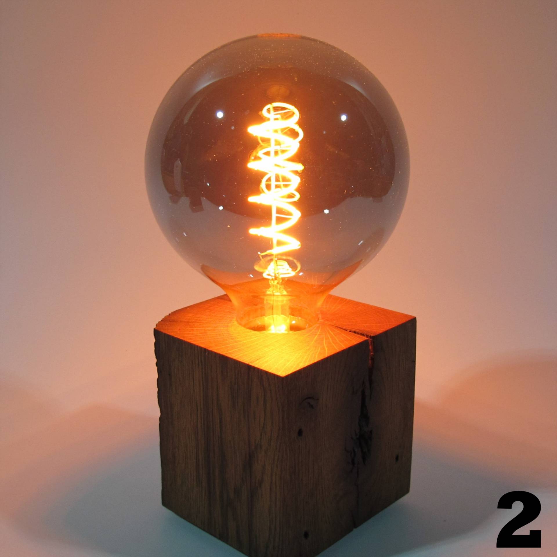 Lampa Stołowa z Dębu Skumra | Skandynawska Lampa z Drewna | LED z Regulacją Jasności