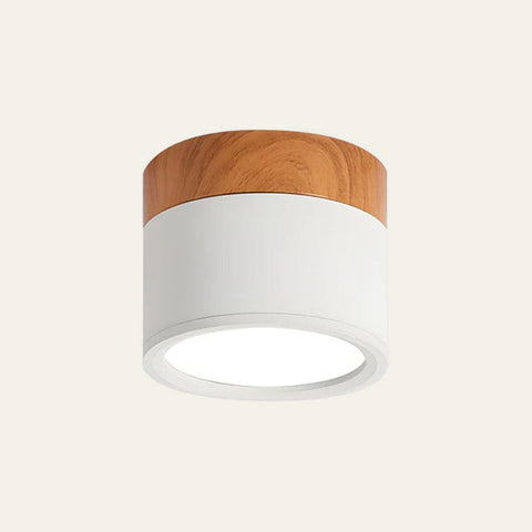 Plafon Tubo | Lampa LED Sufitowa | Drewno i Czarna Tuba