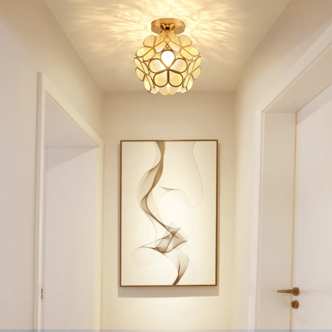 Floresa | Lampa Sufitowa Dekoracyjna | Szklany Klosz z Motywem Kwiatowym