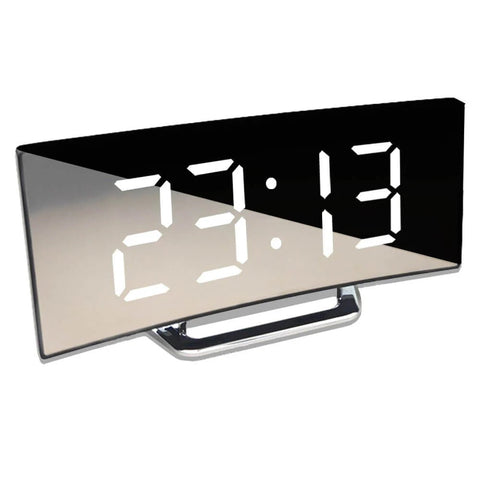 Zegar CurveTime LED | Zegar Cyfrowy z Lustrzaną Powierzchnią | Zakrzywiony Design