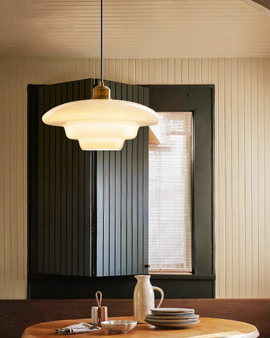 Lampa wisząca Nuvolé | Oświetlenie sufitowe art déco | Szkło mleczne i mosiądz