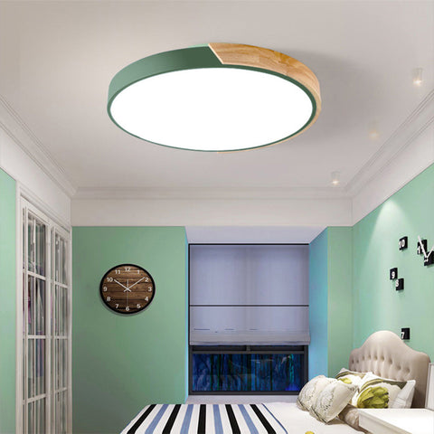 Plafon Liora | Lampa LED Sufitowa | Drewno i Kolorowy Akcent