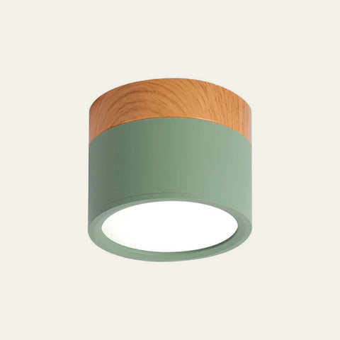 Plafon Tubo | Lampa LED Sufitowa | Drewno i Czarna Tuba
