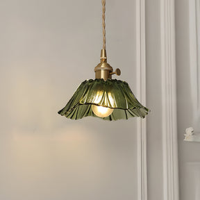 Flora Verde | Lampa wisząca szklana | Klosz w kształcie liścia