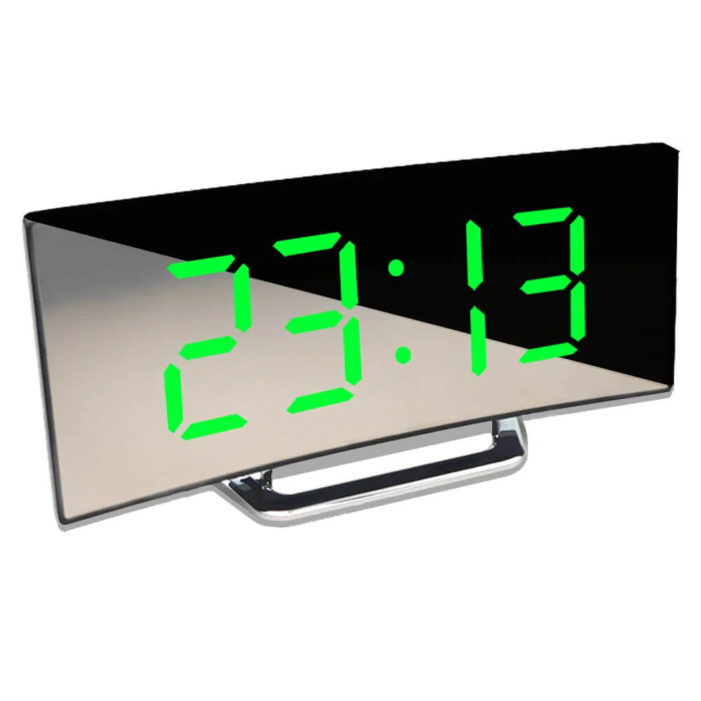 Zegar CurveTime LED | Zegar Cyfrowy z Lustrzaną Powierzchnią | Zakrzywiony Design
