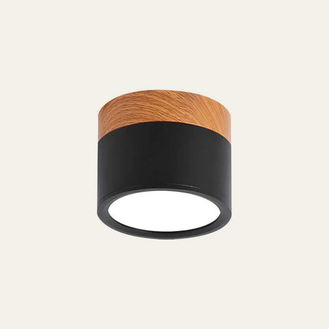 Plafon Tubo | Lampa LED Sufitowa | Drewno i Czarna Tuba