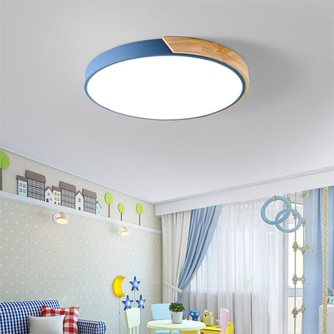 Plafon Liora | Lampa LED Sufitowa | Drewno i Kolorowy Akcent