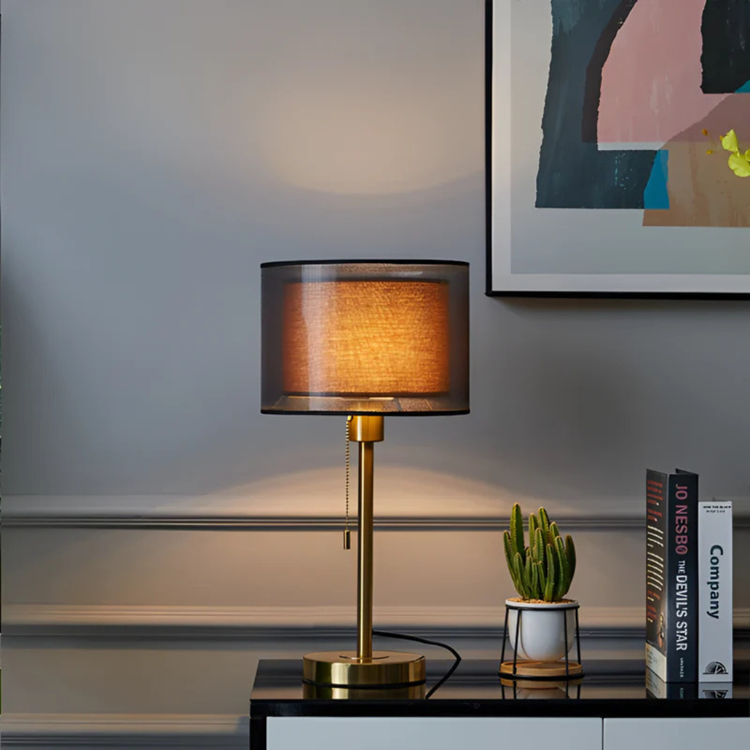 Lampa Stołowa Liora | Oświetlenie Nocne z Podwójnym Kloszem | Styl Vintage