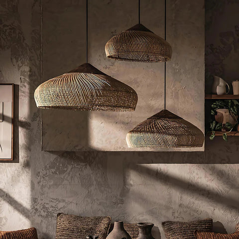 Lampa Wisząca Noa | Rattanowe Oświetlenie Sufitowe | Ręcznie Pleciony Bambus