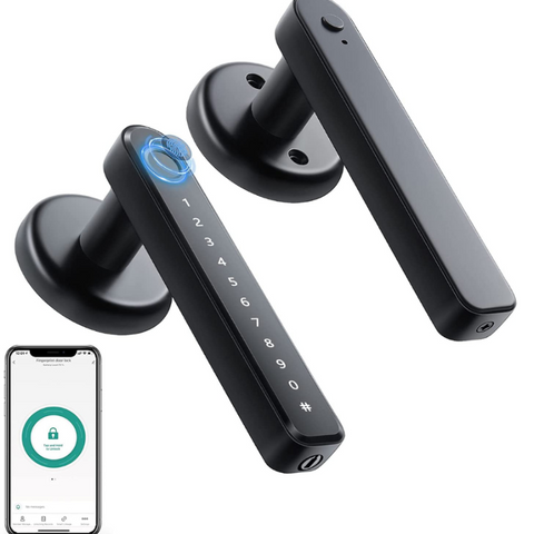 SmartSecure Klamka Biometryczna | Inteligentny Zamek do Drzwi | 4-w-1 Technologia Ochrony