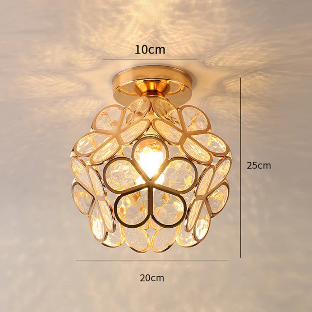 Floresa | Lampa Sufitowa Dekoracyjna | Szklany Klosz z Motywem Kwiatowym