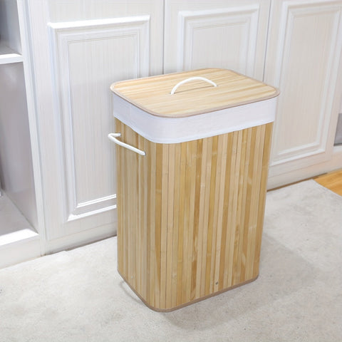 Kosz na Pranie z Bambusa | Składany Kosz z Pokrywką | Lekki i Naturalny Design