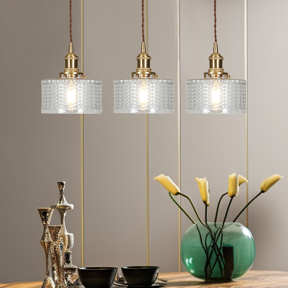 Vetro Zeno | Lampa wisząca szklana | Żłobiony klosz retro