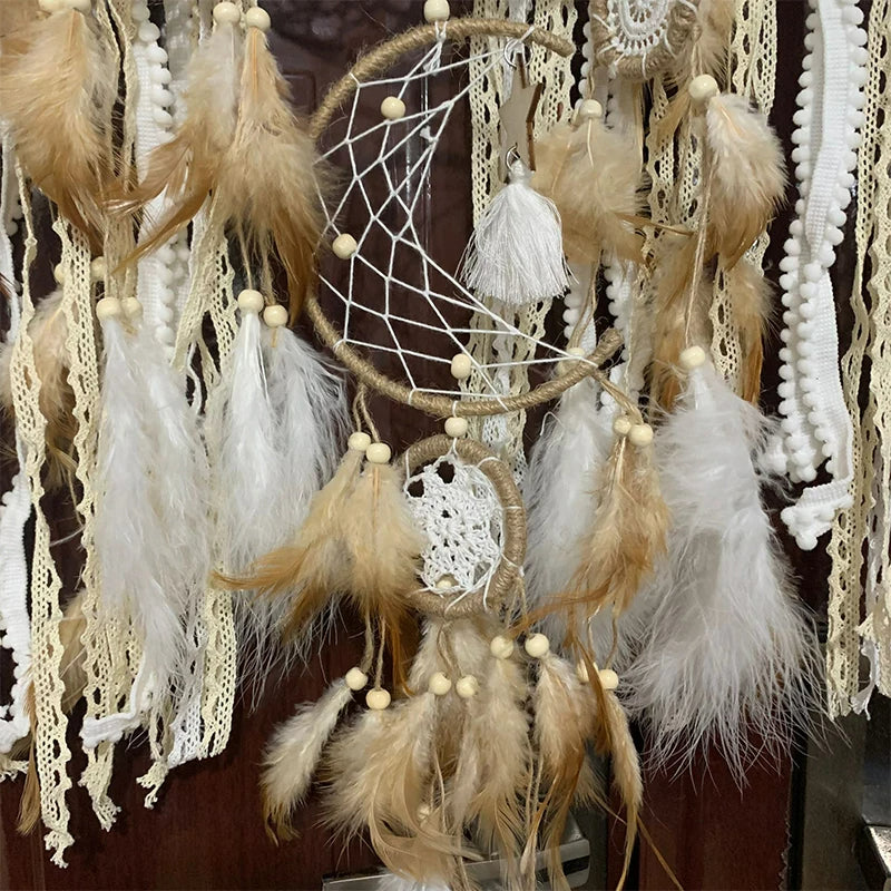 DreamWeave | Zestaw łapaczy snów na ścianę | Boho dekoracja z makramy