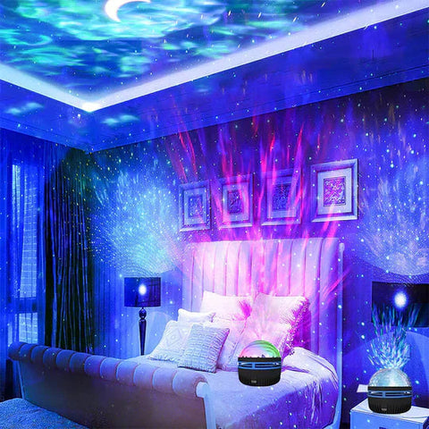 Projektor Świetlny Auroralight | Lampka Nocna z Efektem Zorzy | Zdalne Sterowanie i Tryb Muzyczny