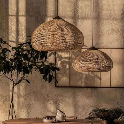 Lampa Wisząca Ayu | Rattanowa Lampa Sufitowa | Pleciona z Wikliny Wisterii